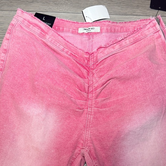NEW-Women's American Bazi Pants V Cut Flare Leg Colorwash Size Large Jeans Style - Picture 3 of 8